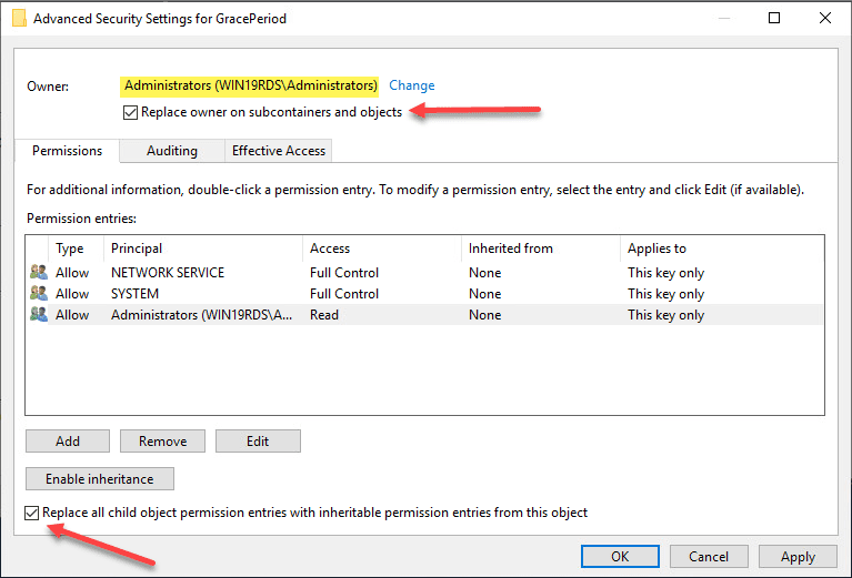 Datei:User-for-ownership-selected-and-set-to-replace-permissions-on-child-objects.png